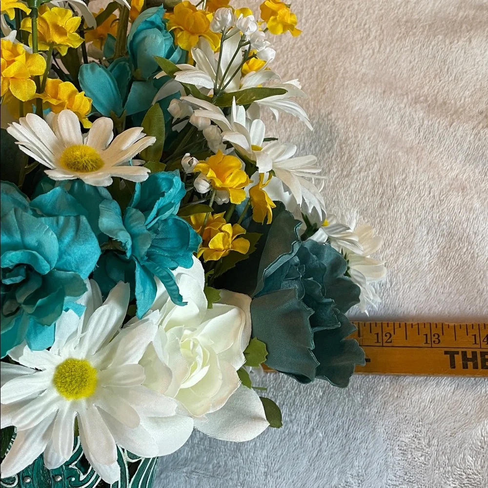 Sweet Silk Arrangement in a Turquoise Boot-Home or Office Decor
